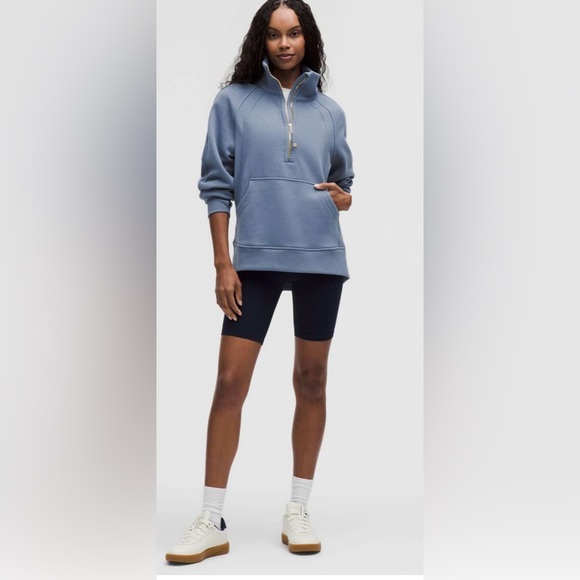 Lululemon Scuba Oversized Funnel-Neck Half Zip Long Washed Denim Gold M/L - Picture 2 of 8